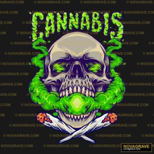 A Skull With A Green Smoke Coming Out Of It Streetwear Urban - DTF Transfer Design