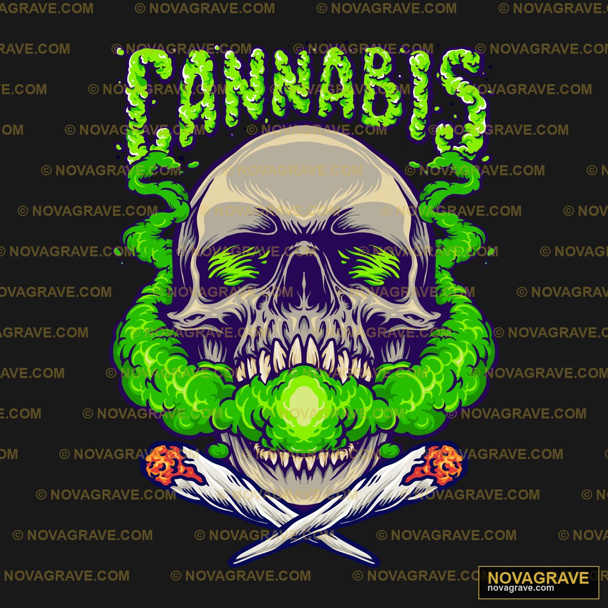 A Skull With A Green Smoke Coming Out Of It Streetwear Urban - Design DTF