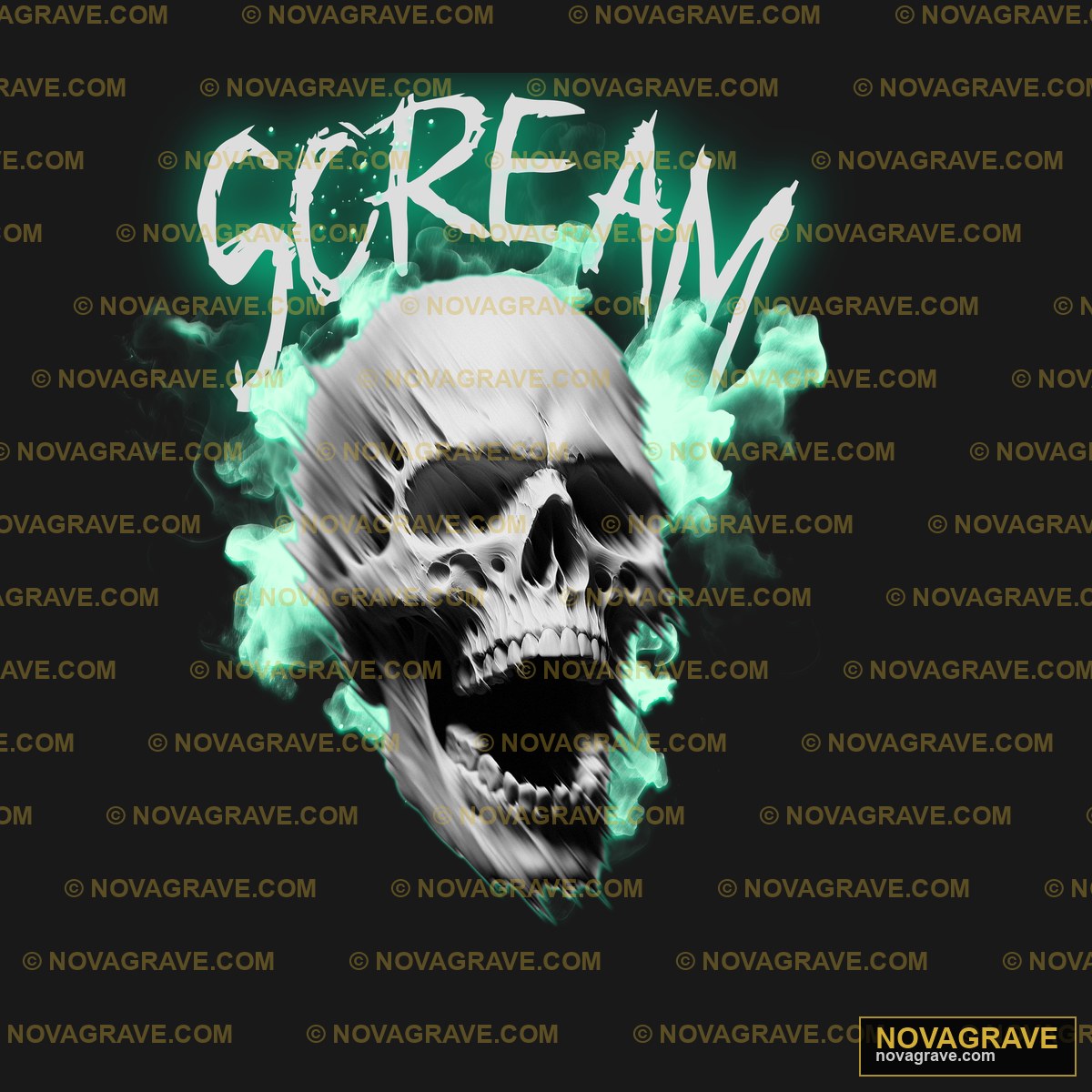 A Skull With A Green Smoke On It Streetwear Urban - DTF Transfer Design