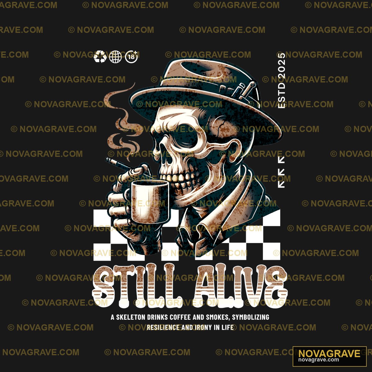 A Skull With A Hat And A Cigarette In His Han Streetwear Urban - DTF Ontwerp