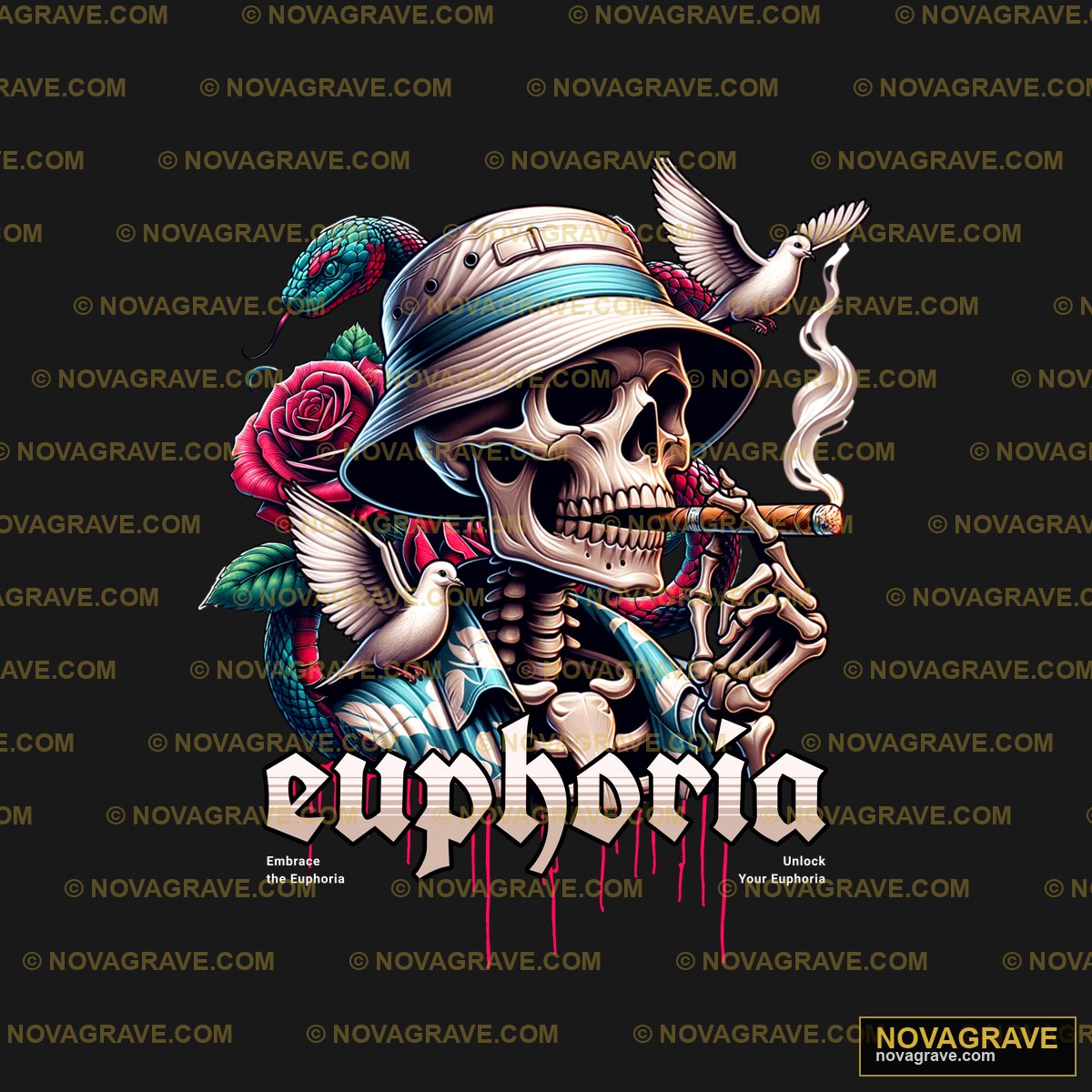 A Skull With A Hat And A Cigarette Streetwear Urban - DTF Transfer Design