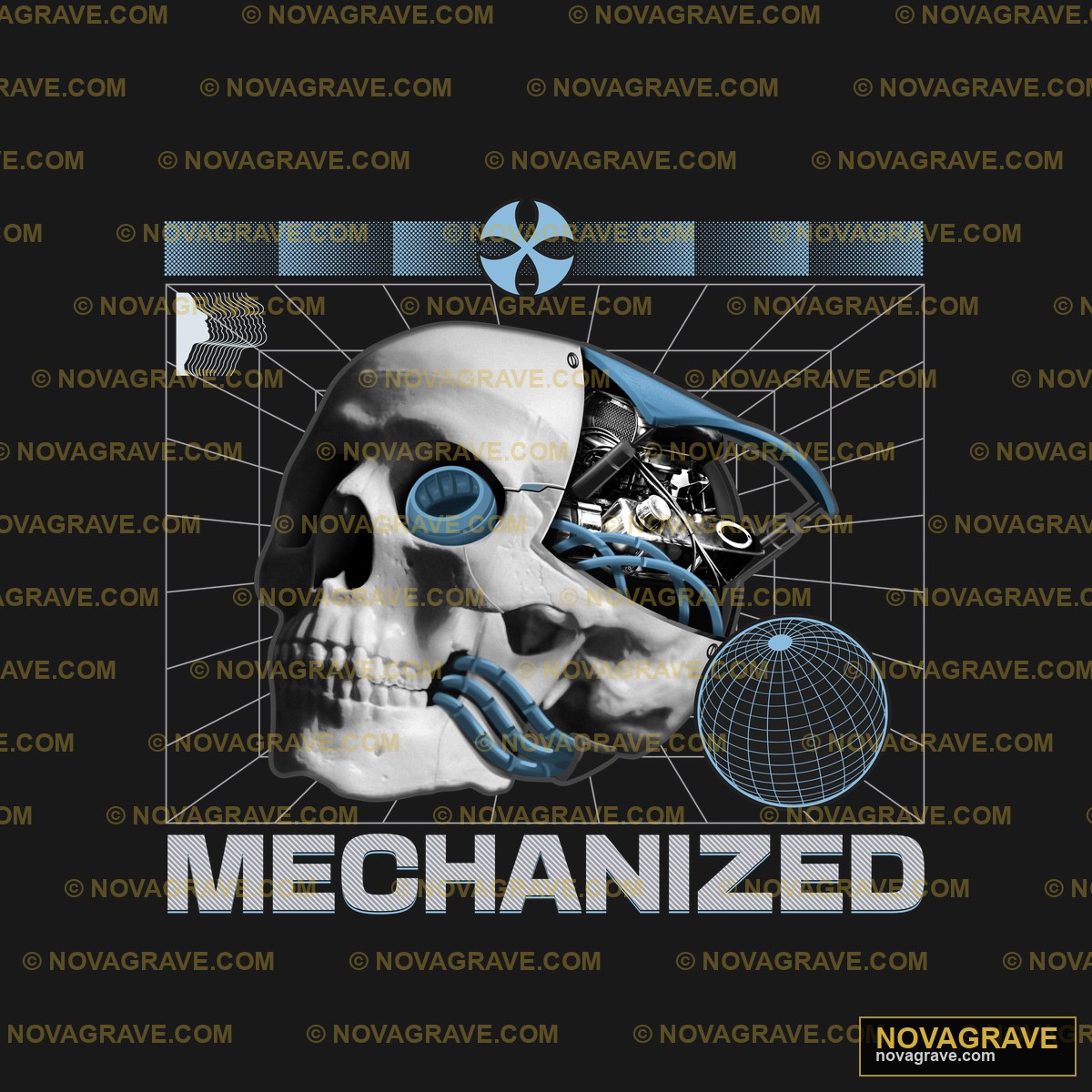 A Skull With A Helmet And A Helmet On It Streetwear Urban - DTF Transfer Design