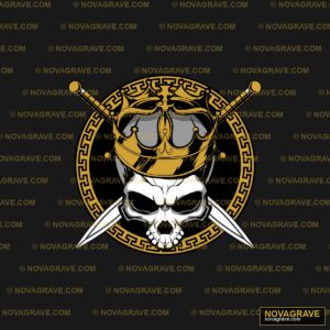 A Skull With A Helmet And Swords Animals Wildlife - DTF Transfer Design