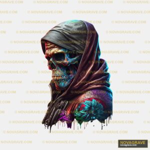 A Skull With A Hood And A Hoodie Streetwear Urban - DTF Transfer Design