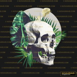 Skull Tropical Leaves DTF Design PNG - Urban Streetwear Graphic