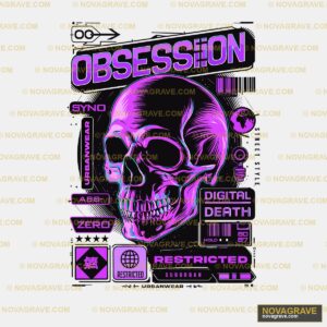 A Skull With A Purple And Black Background Streetwear Urban - Design DTF