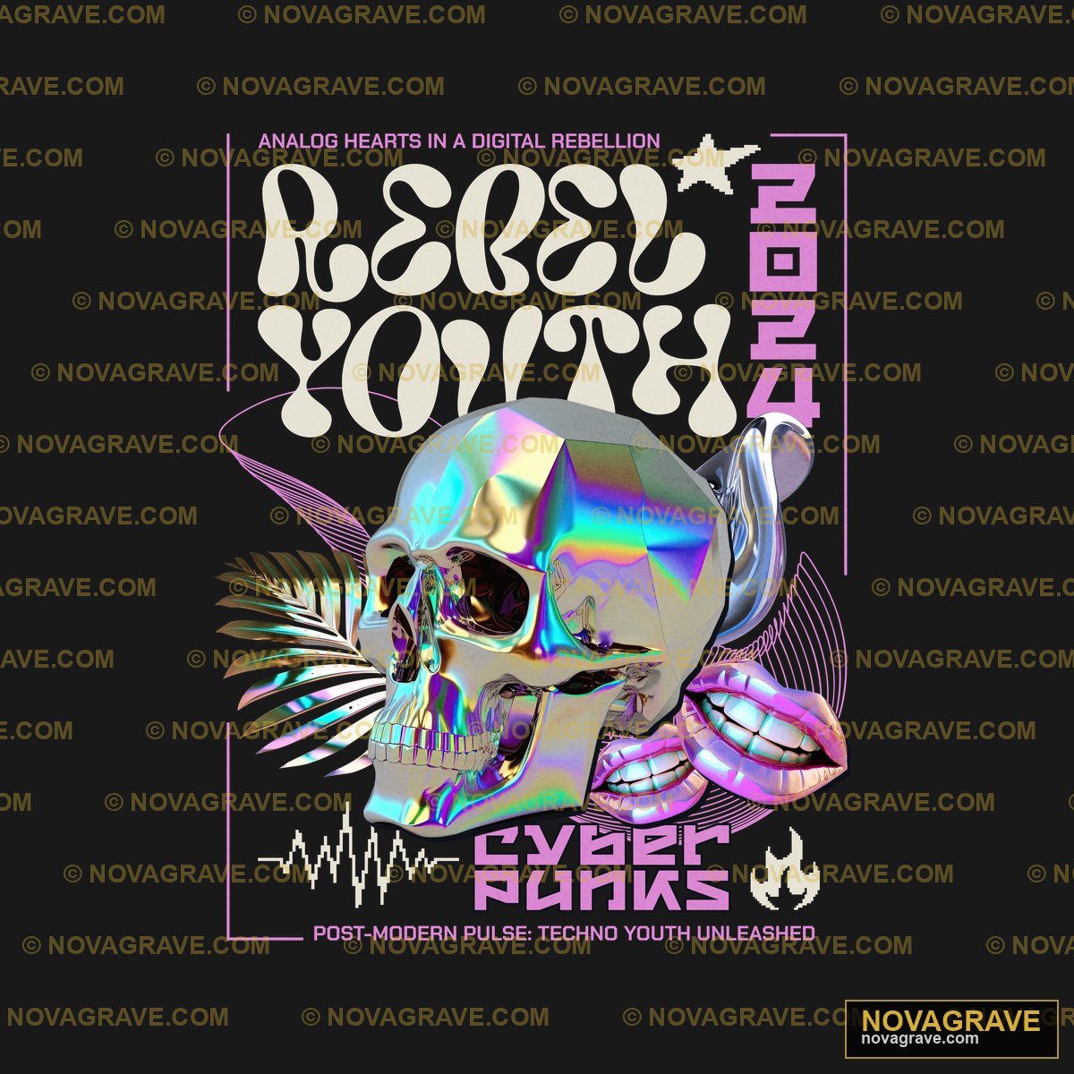 A Skull With A Rainbow Colored Skull On It Streetwear Urban - DTF Transfer Design