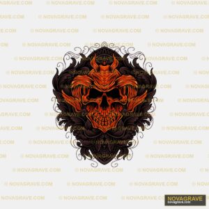 A Skull With A Red And Black Design Streetwear Urban - DTF Transfer Design