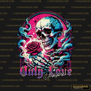 A Skull With A Rose In Its Mouth And The Word Streetwear Urban - DTF Ontwerp