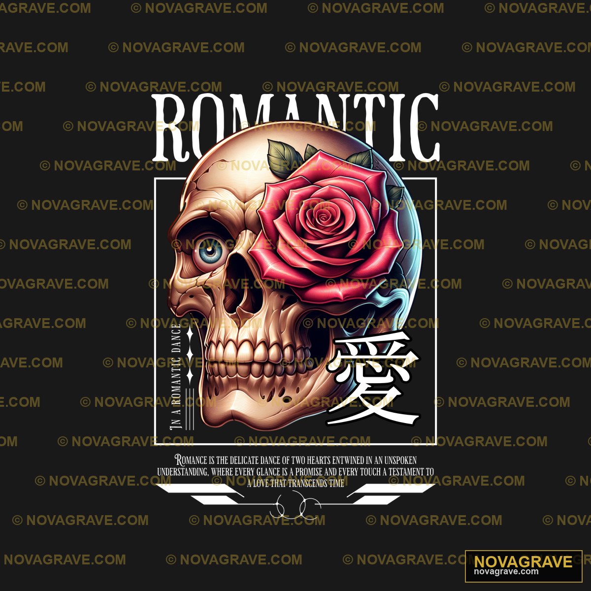 A Skull With A Rose On Its Head Streetwear Urban 2 - DTF Transfer Design