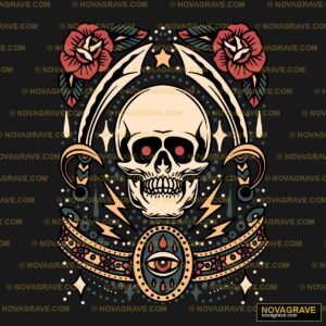 A Skull With A Rose On Its Head Streetwear Urban - Design DTF