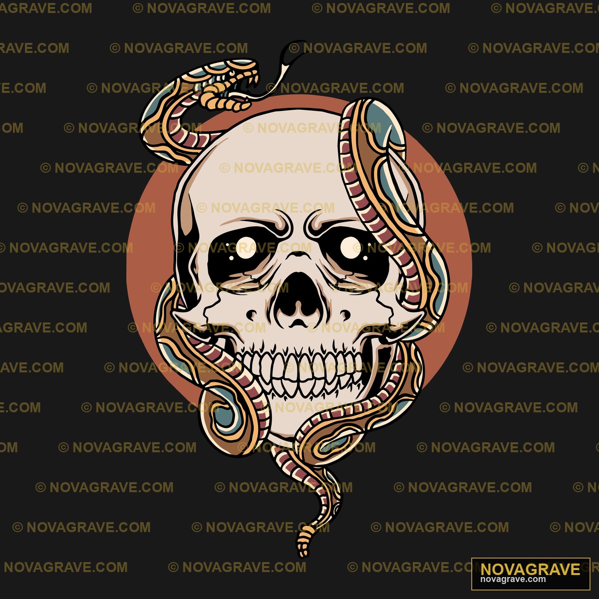 A Skull With A Snake Around Its Neck Animals Wildlife - DTF Transfer Design