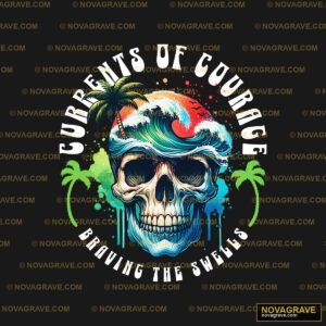 A Skull With A Surfboard And Palm Trees Streetwear Urban 2 - DTF Ontwerp