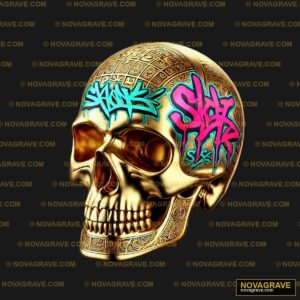 A Skull With Colorful Graffiti On It Streetwear Urban - DTF Transfer Design