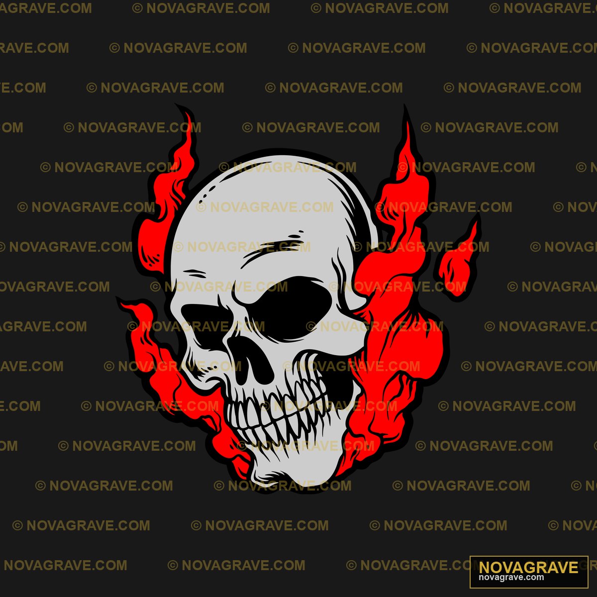 A Skull With Flames On It Streetwear Urban - DTF Transfer Design