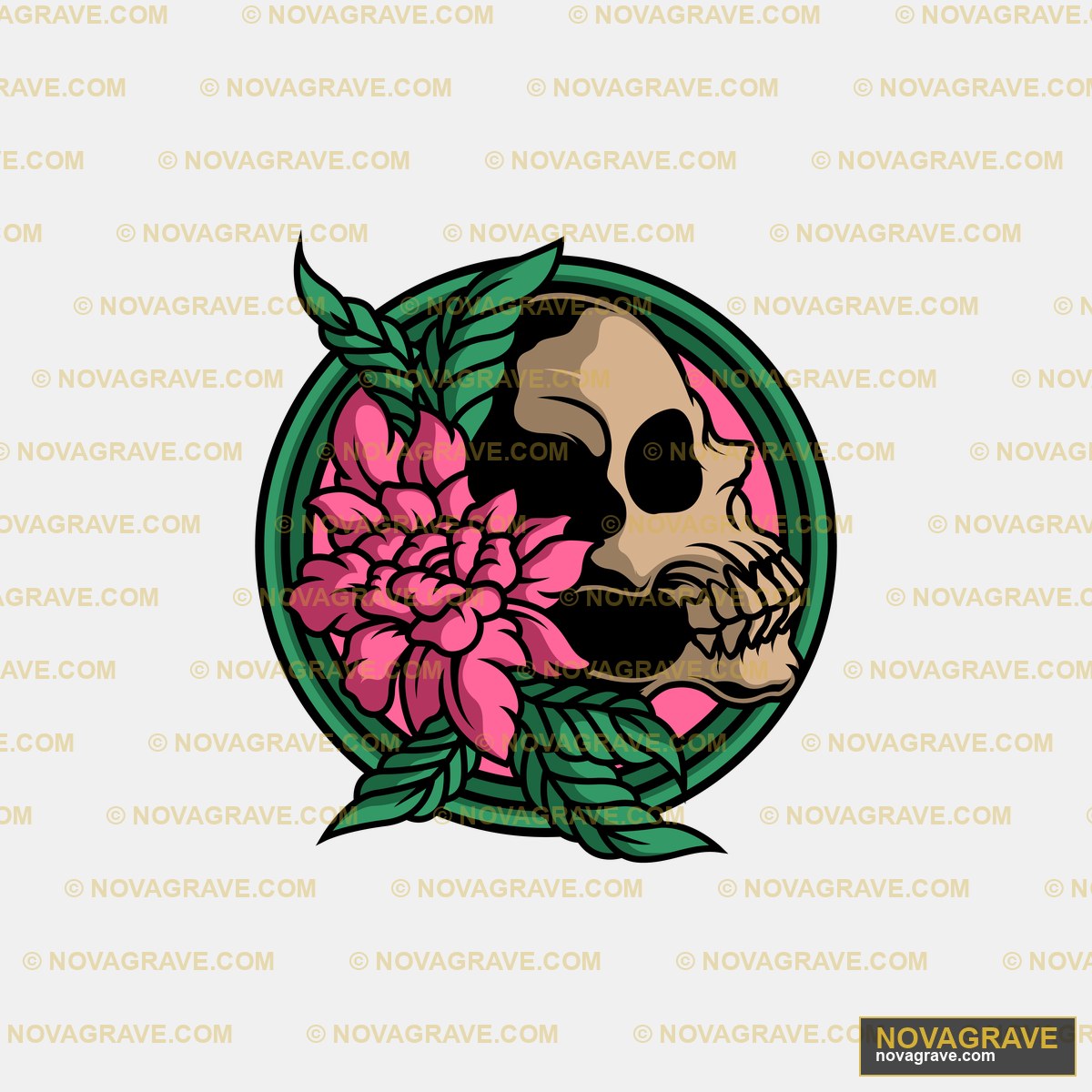 A Skull With Flowers On It Streetwear Urban - DTF Ontwerp