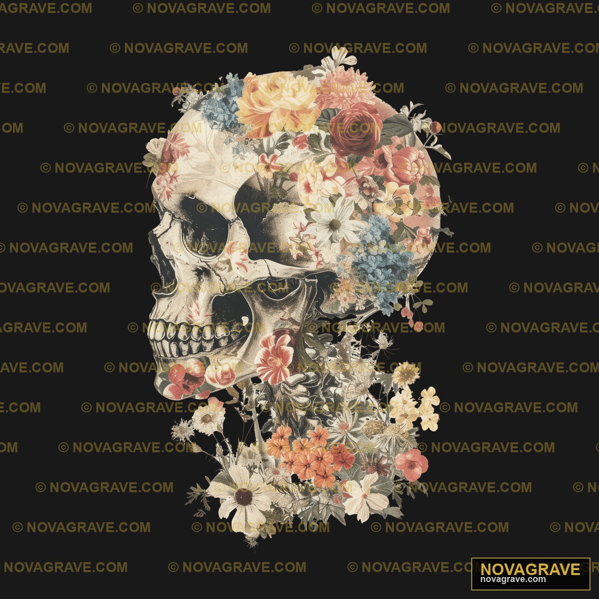 A Skull With Flowers On Its Head Streetwear Urban 3 - Design DTF