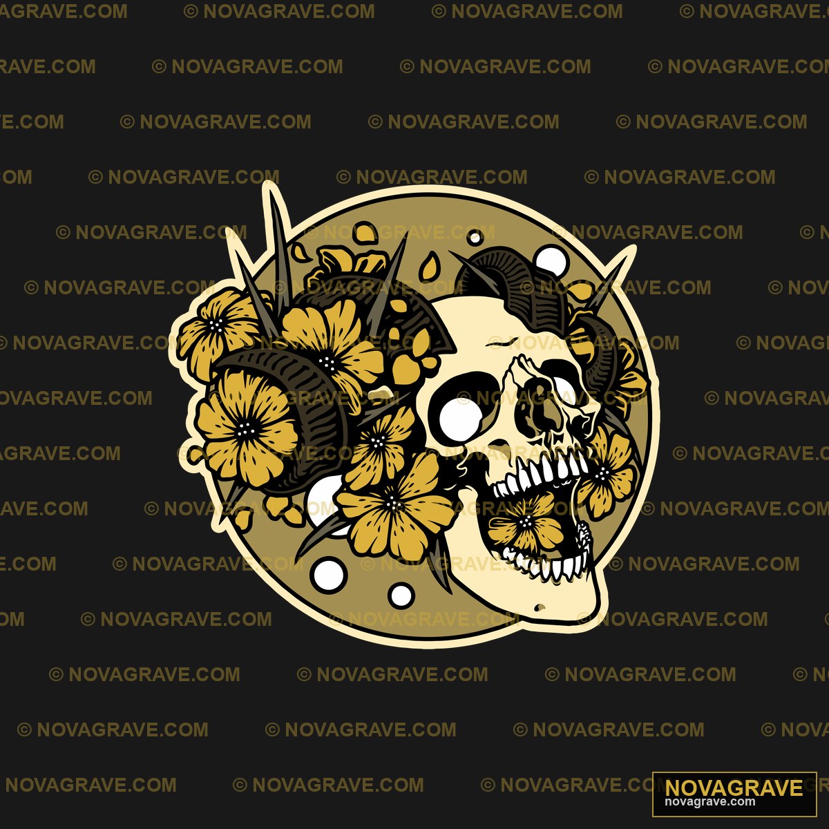 A Skull With Flowers On Its Head Streetwear Urban 5 - DTF Ontwerp