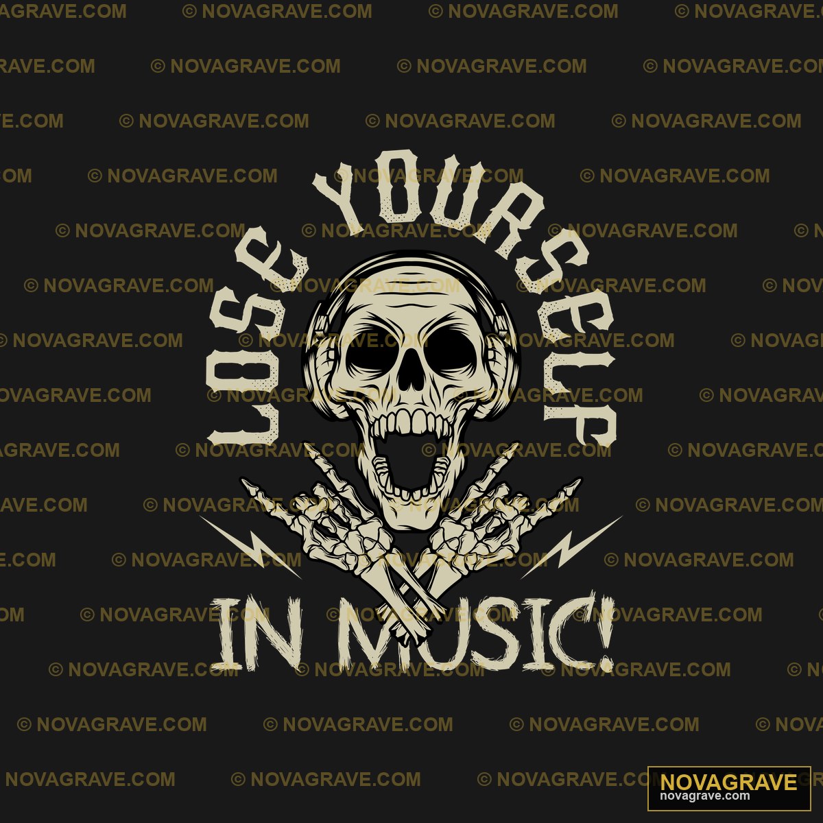 A Skull With Headphones And A Microphone Streetwear Urban - DTF Transfer Design