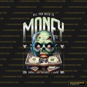 A Skull With Money On Its Face Streetwear Urban 3 - DTF Transfer Design
