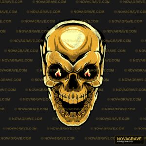 A Skull With Red Eyes And A Yellow Skull Head Streetwear Urban - DTF Ontwerp