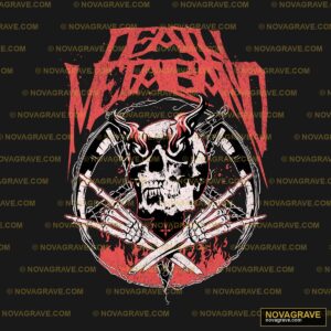 Death Metal Skull Flames Rock On DTF Design PNG