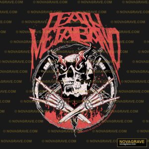 Death Metal Skull Flames Skeleton Hands DTF Design PNG