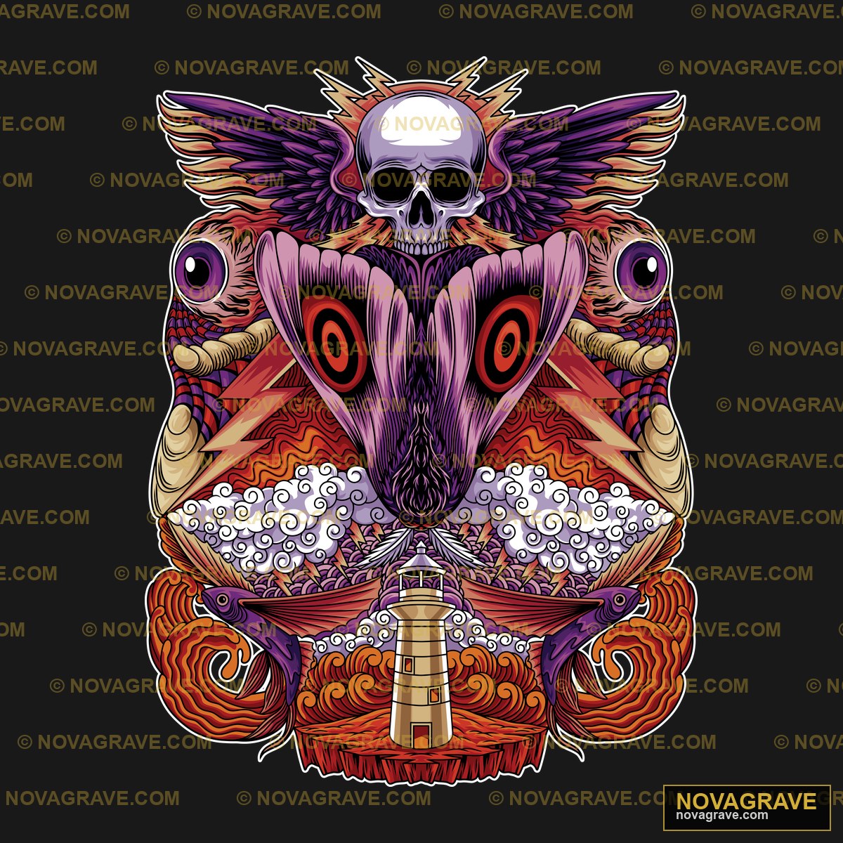 A Skull With Wings And A Skull In The Middle Streetwear Urban - DTF Ontwerp