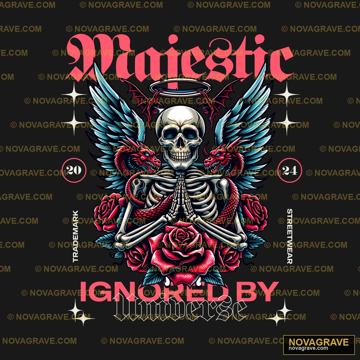 A Skull With Wings And Roses On It Streetwear Urban 2 - Design DTF