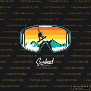 A Snowboarder In The Mountains With Ski Goggl Nature Botanical - DTF Transfer Design