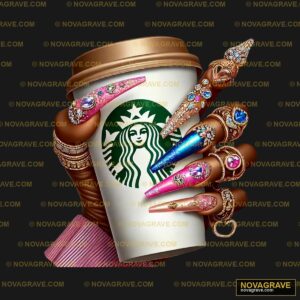 A Starbucks Cup With A Nail And Some Nail Pol Nature Botanical - DTF Transfer Design