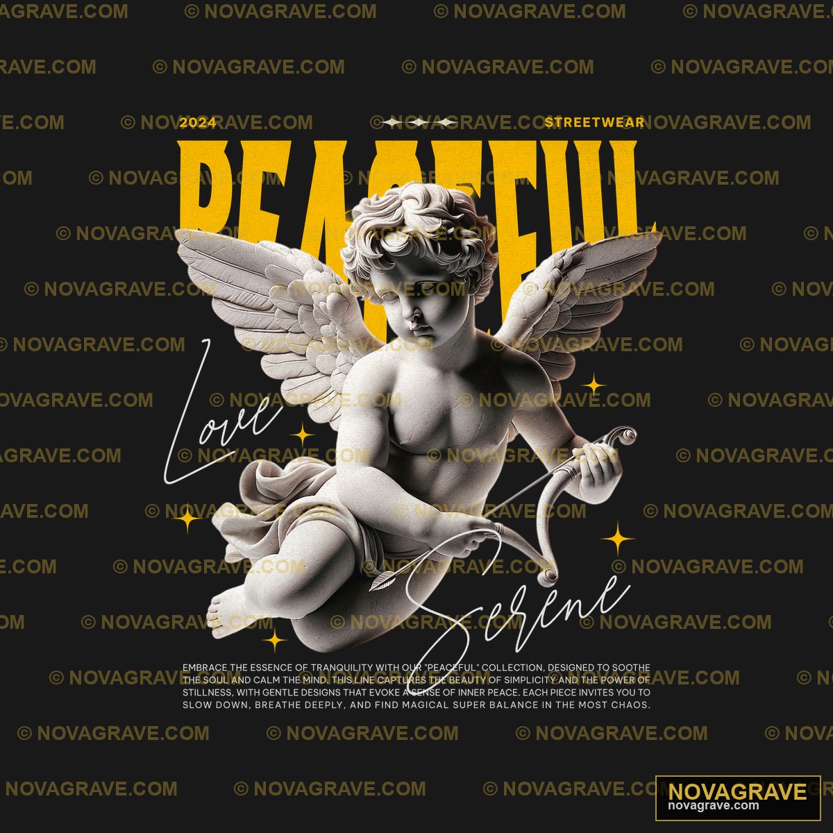 A Statue Of A Cupid Angel Religious Spiritua - Design DTF