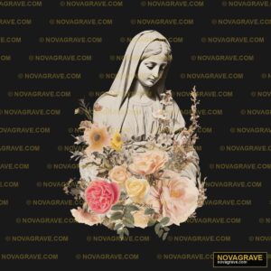 A Statue Of A Woman Surrounded By Flowers Nature Botanical - Design DTF
