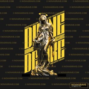 A Statue With A Gold And Black Design Streetwear Urban - DTF Transfer Design
