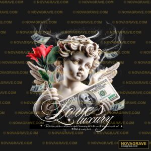 A Statue With A Rose And Money Other Designs 2 - DTF Transfer Design