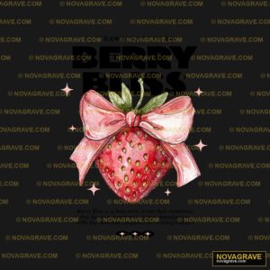 A Strawberry With A Bow On It Other Designs - DTF Transfer Design