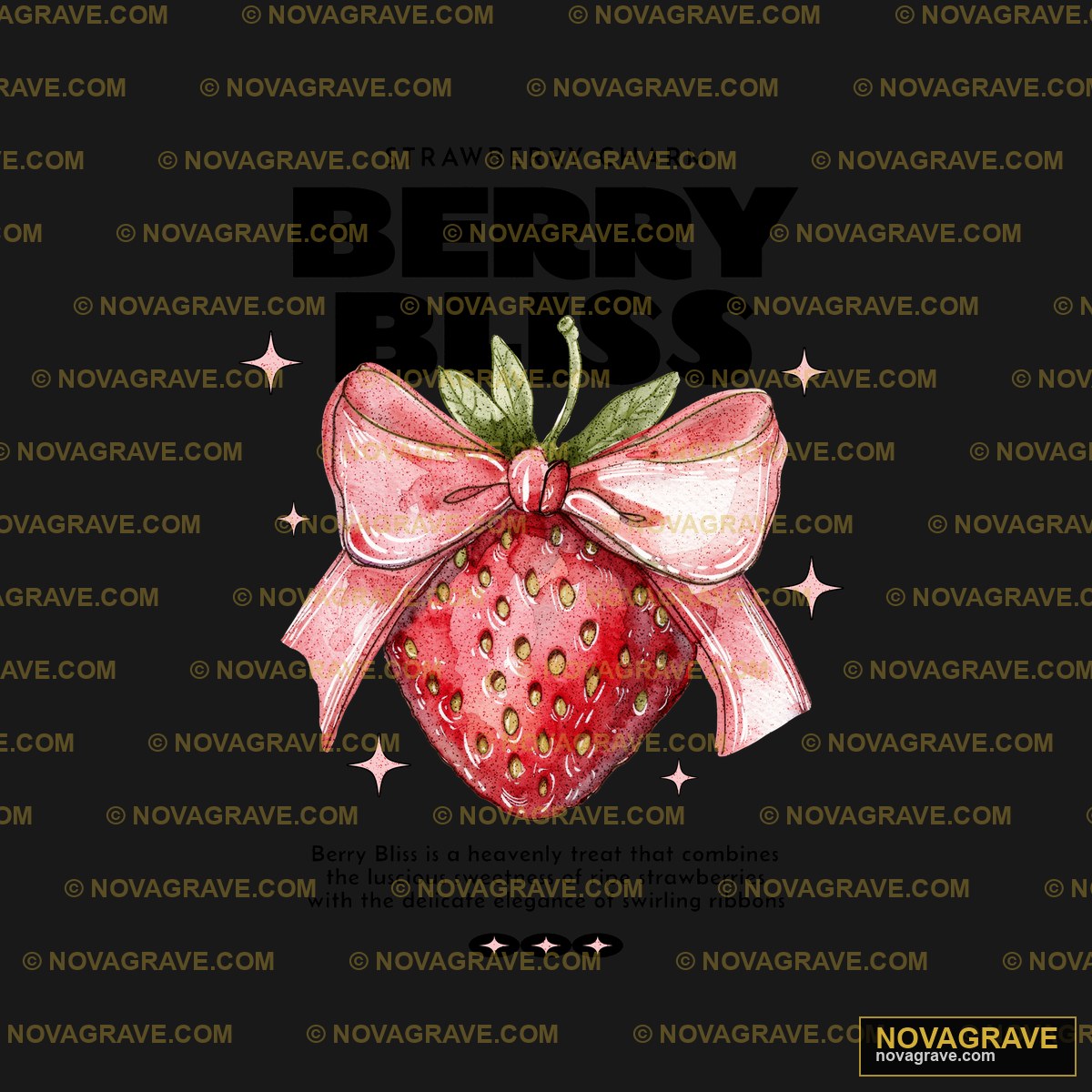 A Strawberry With A Bow On It Other Designs - DTF Transfer Design