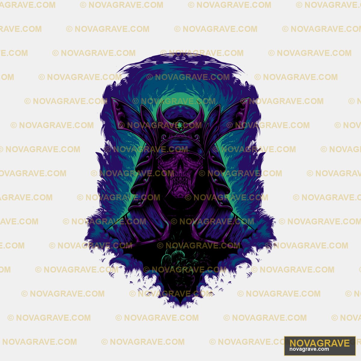 Samurai Skull DTF Design PNG - Dark Warrior Art