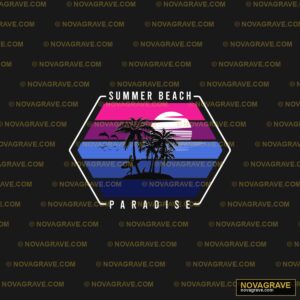 A Sunset With Palm Trees And A Pink And Blue Nature Botanical - Design DTF