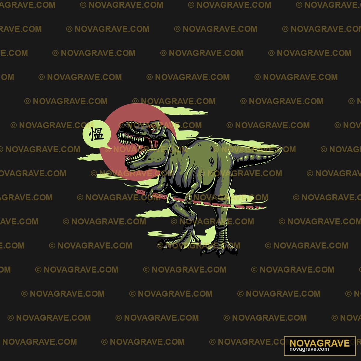 A T Rex Dinosaur With A Red Circle In The Bac Other Designs - DTF Transfer Design