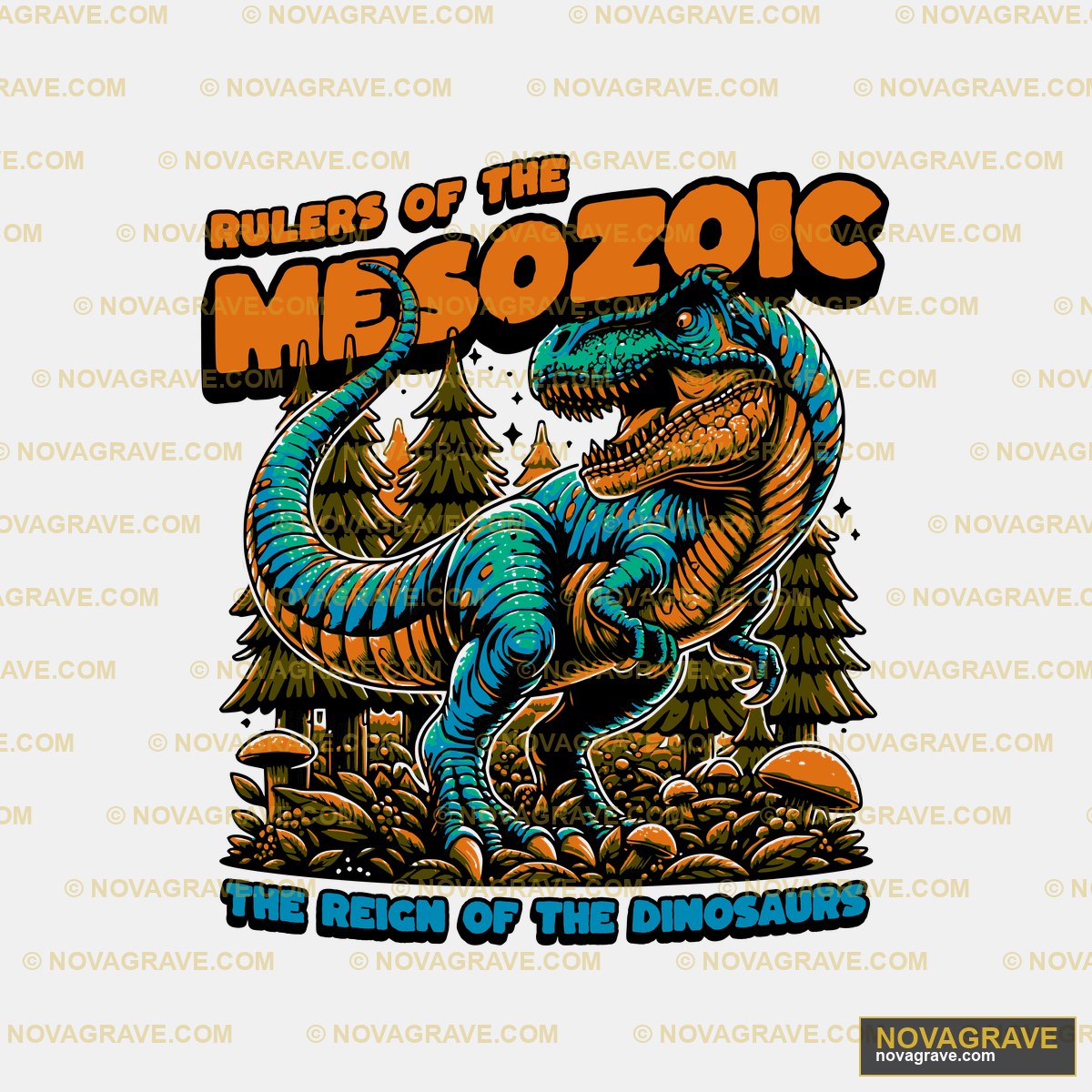 A T Rex With The Words Rules Of The Mesoc Typography Slogans - Design DTF