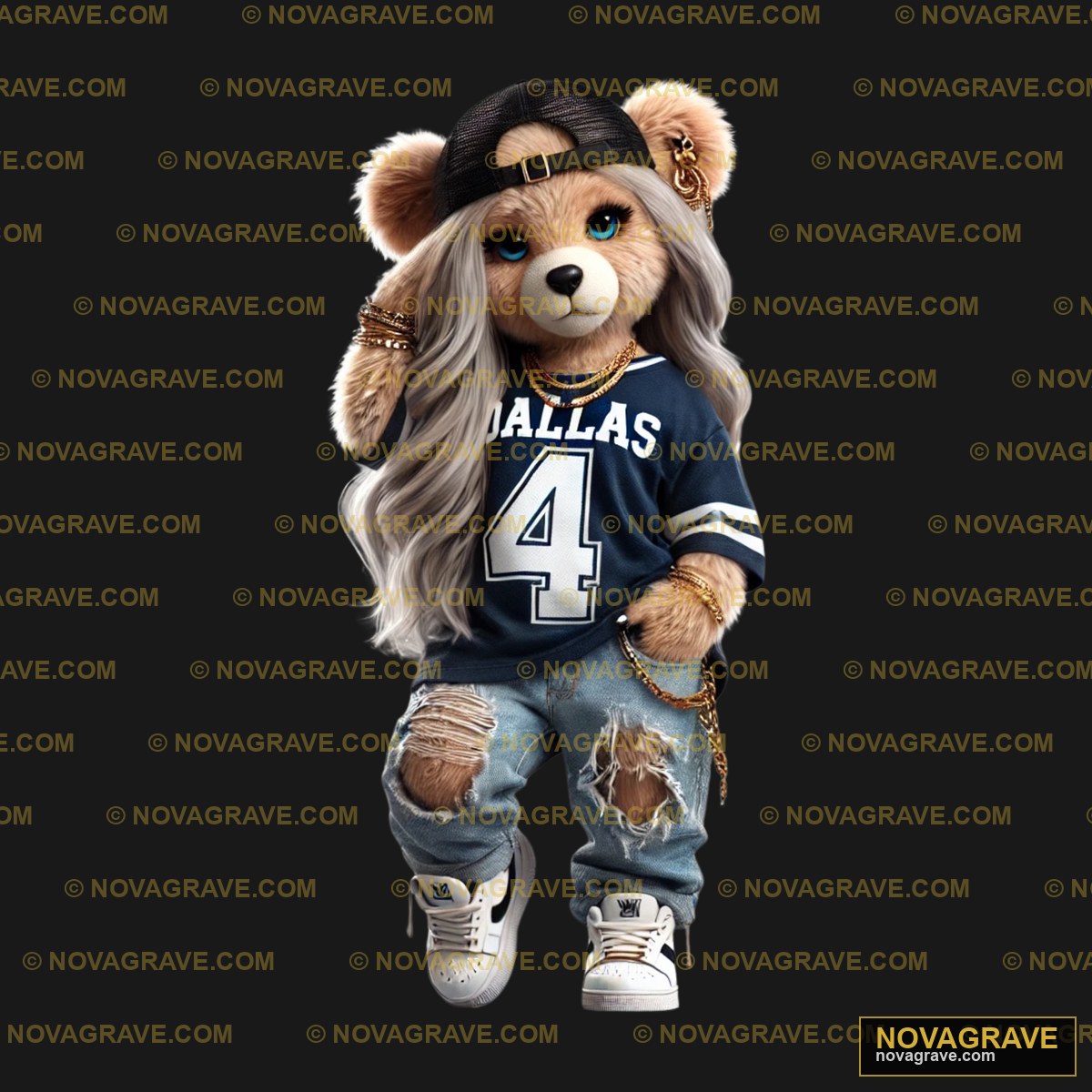 A Teddy Bear Dressed In A Baseball Uniform Animals Wildlife 9 - Design DTF
