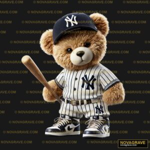 A Teddy Bear Dressed In A Baseball Uniform Animals Wildlife - DTF Transfer Design