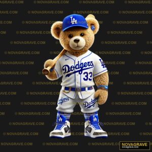A Teddy Bear Dressed In A Dodgers Uniform Animals Wildlife - DTF Transfer Design