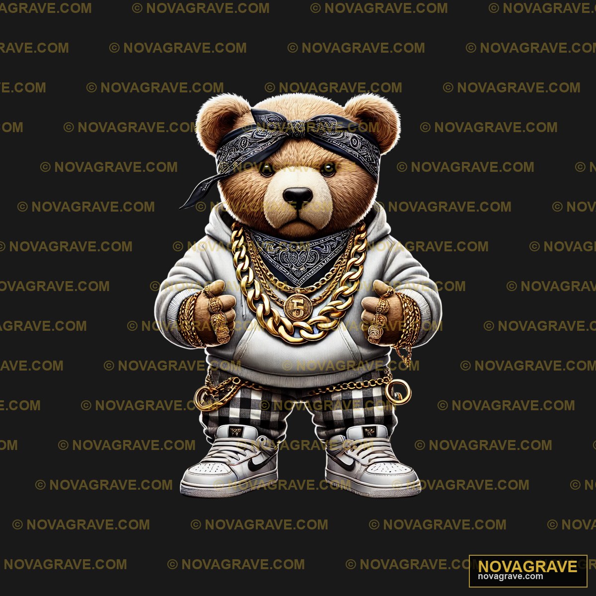 A Teddy Bear Dressed In A Hippie Animals Wildlife - DTF Transfer Design