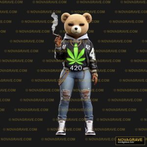 A Teddy Bear Dressed In A Hoodie And Smoking Animals Wildlife - DTF Ontwerp