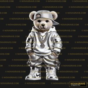 A Teddy Bear Dressed In A Silver Outfit Animals Wildlife - Design DTF