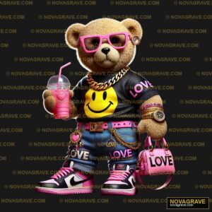 A Teddy Bear Dressed In A T Shirt And Sunglas Animals Wildlife - DTF Ontwerp