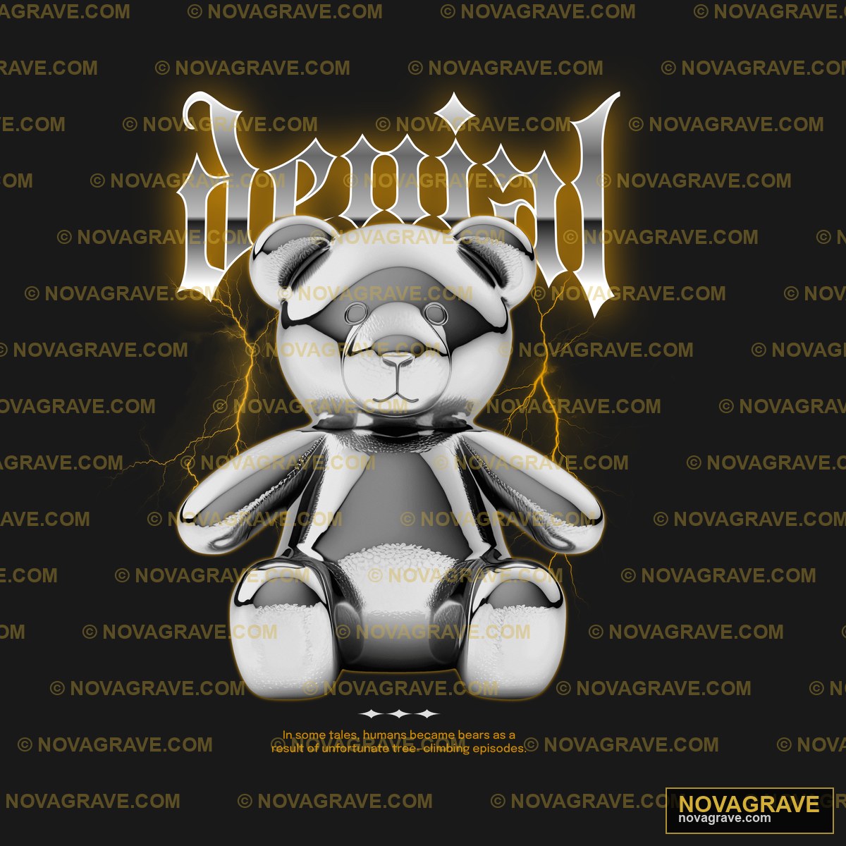 A Teddy Bear Sitting On A Black Background Animals Wildlife 2 - DTF Transfer Design