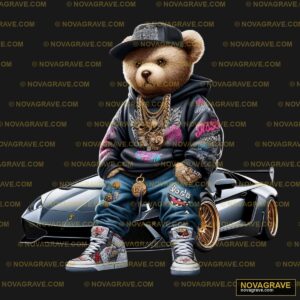 A Teddy Bear Sitting On Top Of A Car Animals Wildlife 4 - Design DTF